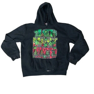 Vintage Black Hoodie Graphic Print Sweatshirt Distressed Pro-Tag Size 2XL